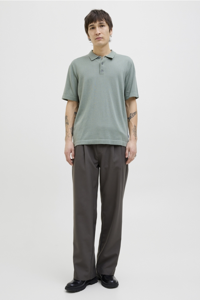 JJEEMIL KNIT RELAXED POLO SS SN 12268216 ICEBERG GREEN